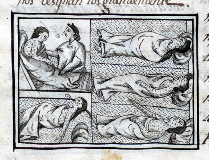 <p><em>Mexica afflicted with smallpox, Florentine Codex</em></p>