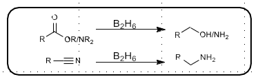 <p>Reduces ester/acid, aldehyde, ketone to alcohol</p><p>Reduces amide, ntirile to primary amine</p><p></p>