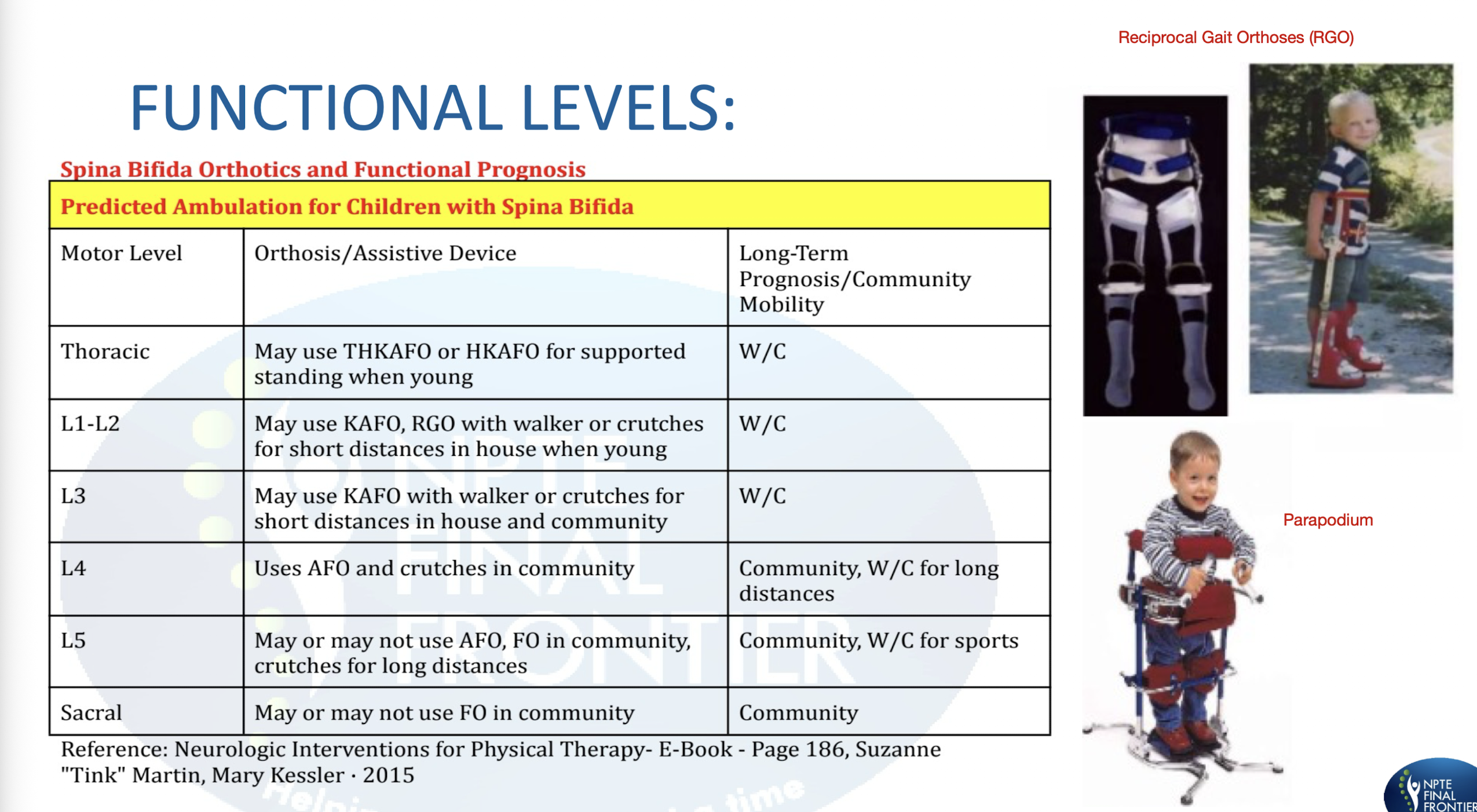 <p>Spina Bifida Functional Levels: </p>