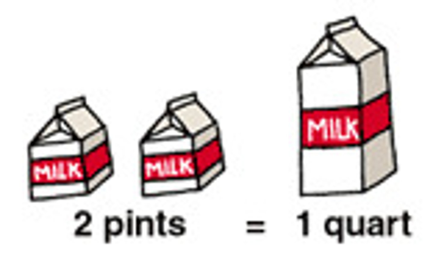 <p>2 pints</p><p>4 cups</p><p>1/4 gallon</p><p>946 mL</p>