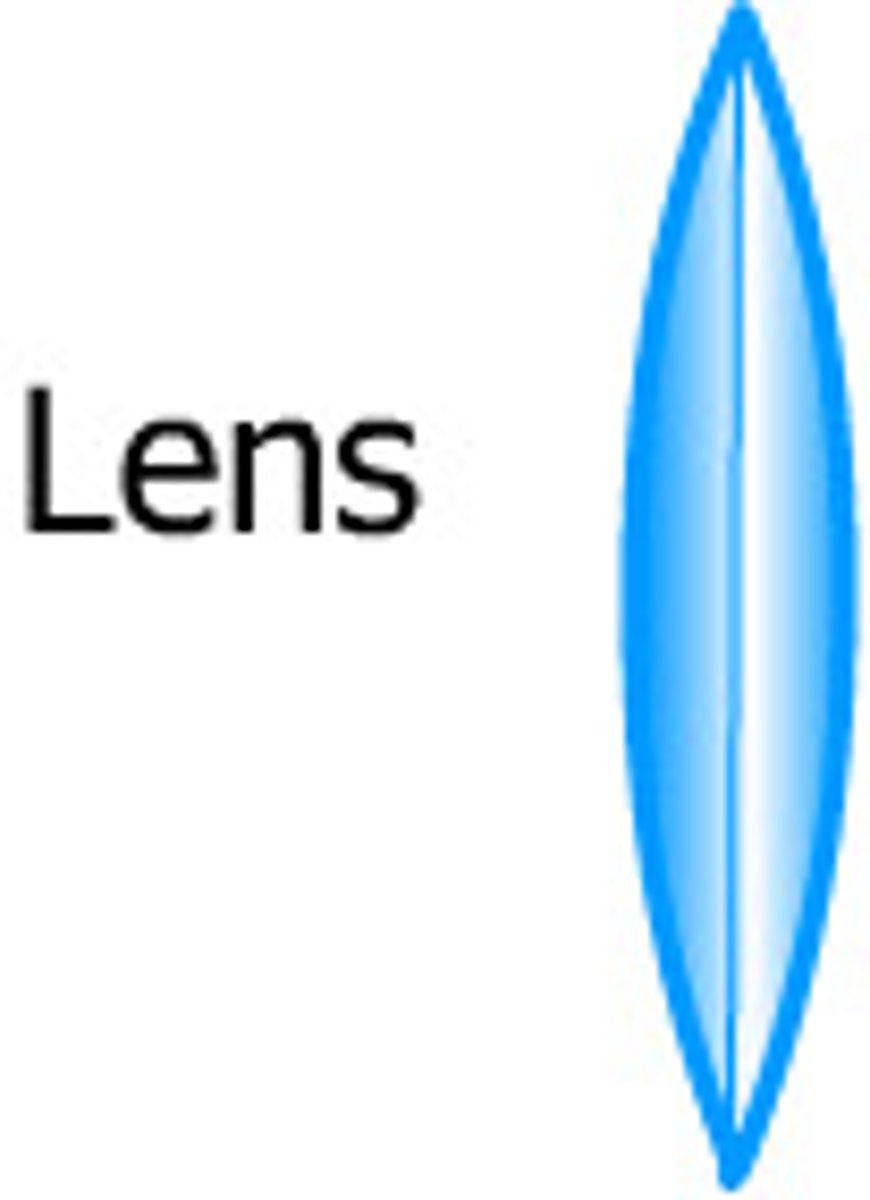 <p>A special curved glass in a telescope that makes things look bigger.</p>