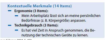 <p>WDQ: Umfasst insgesamt 21 Subskalen. Subskala kontextuelle Merkmale </p>