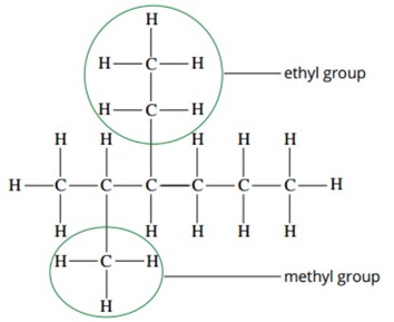 Have hydrocarbon groups attached to the parent chain

* AKA alkyl groups
* Suffix ‘-yl’