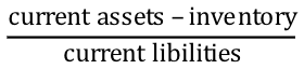 <p>The organizations ability to meet its current liabilities with current assets other than inventory&nbsp;</p>