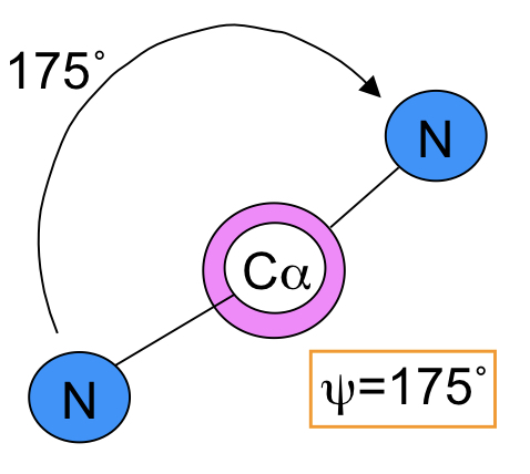 The angle between the carbon of the carboxylate and the central carbon 