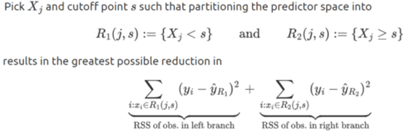 <p>aka, choose Xⱼ and s ∋ the sum of the two branches RSS' are minimized</p>