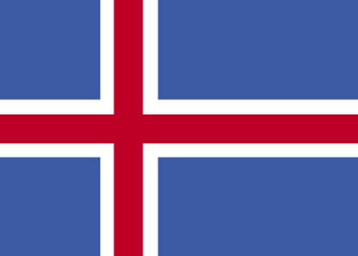 <p>Cross = Christianity. </p><p>Red = the fire produced by the island's volcanoes.</p><p>White = the ice and snow. </p><p>Blue = the mountains of the island.</p>