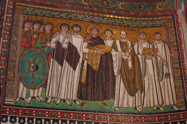 <p>Mosaics of Justinian and Theodora (AD 527-565)</p>