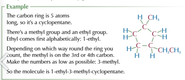 <p>if the cycloalkane has an alkyl group attached</p>
