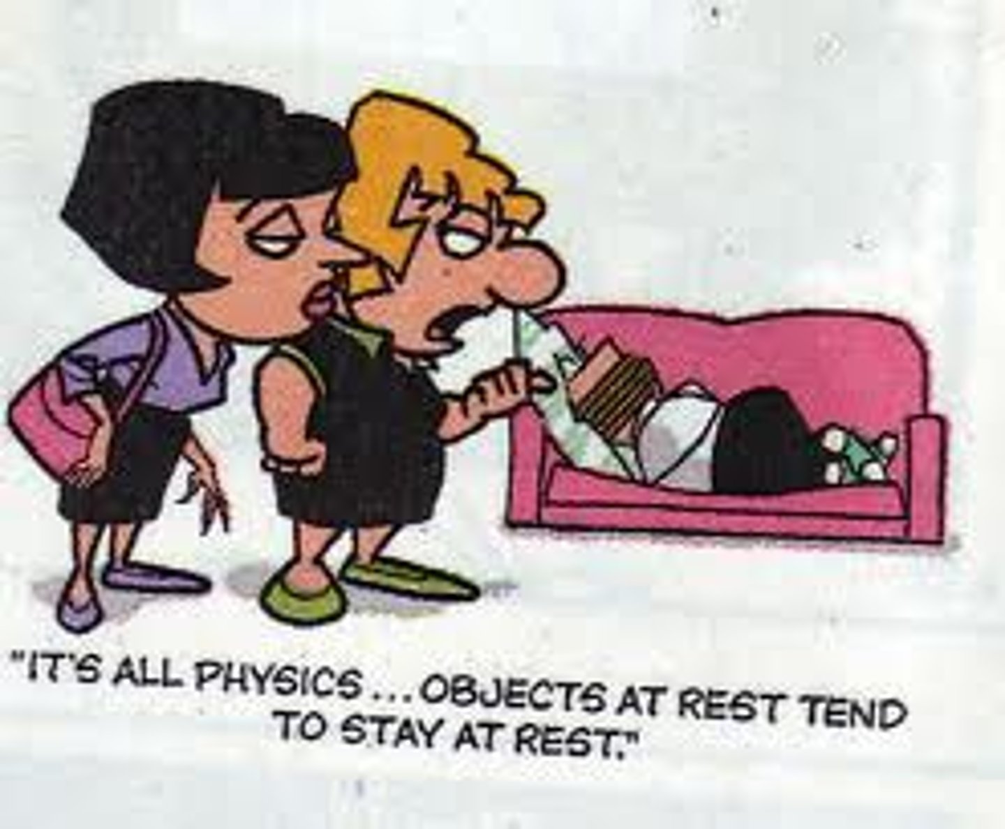<p>An object at rest stays at rest and an object in motion stays in motion with the same speed and in the same direction unless acted upon by an unbalanced force.</p>