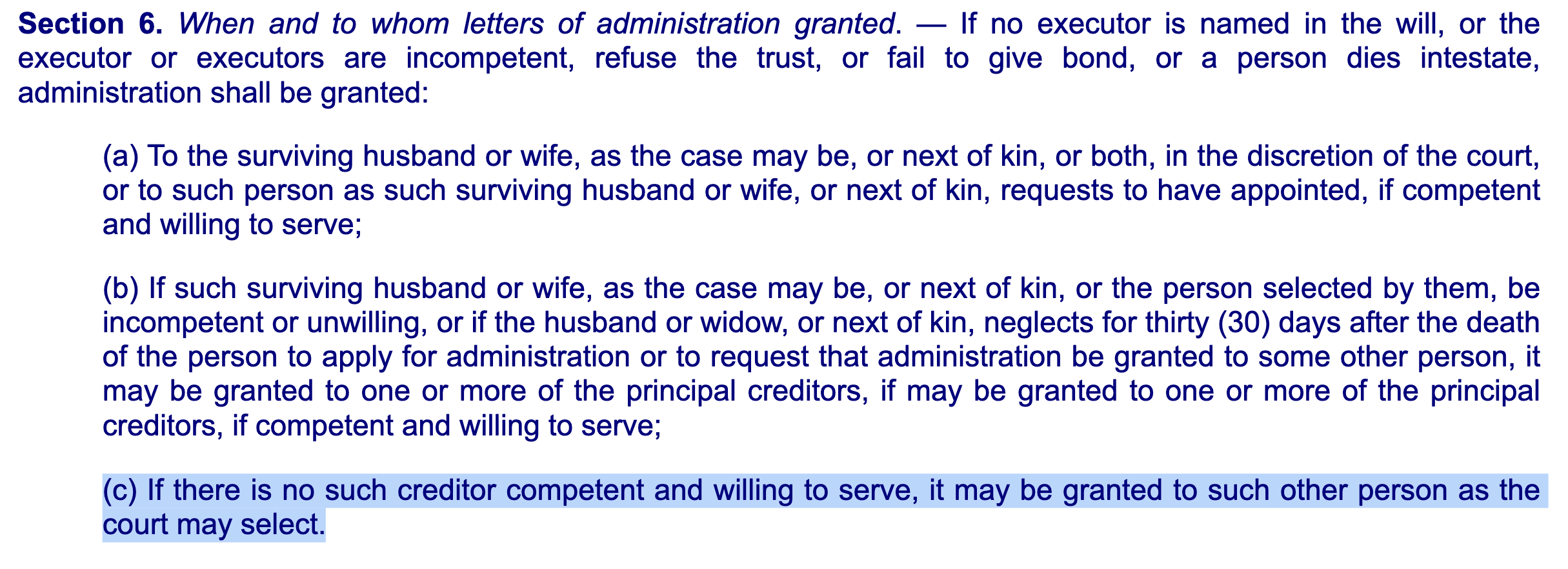 <p>B) The court will appoint an administrator for the estate.</p><p></p><p><strong>Rationale:</strong> The "Settlement of Estate" section states that after probate, if the will "names an executor", that person is appointed. If "the will does not name an executor... the court will appoint an administrator." If an appointed executor refuses, it falls under the same principle as if no executor was named.</p>