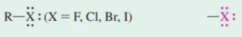 <p>functional group: -X</p><p>(halo group)</p>