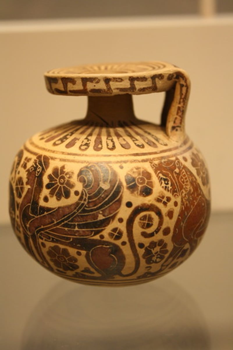 <p>A small Greek globular or ovoid flask for holding oil or perfume</p>