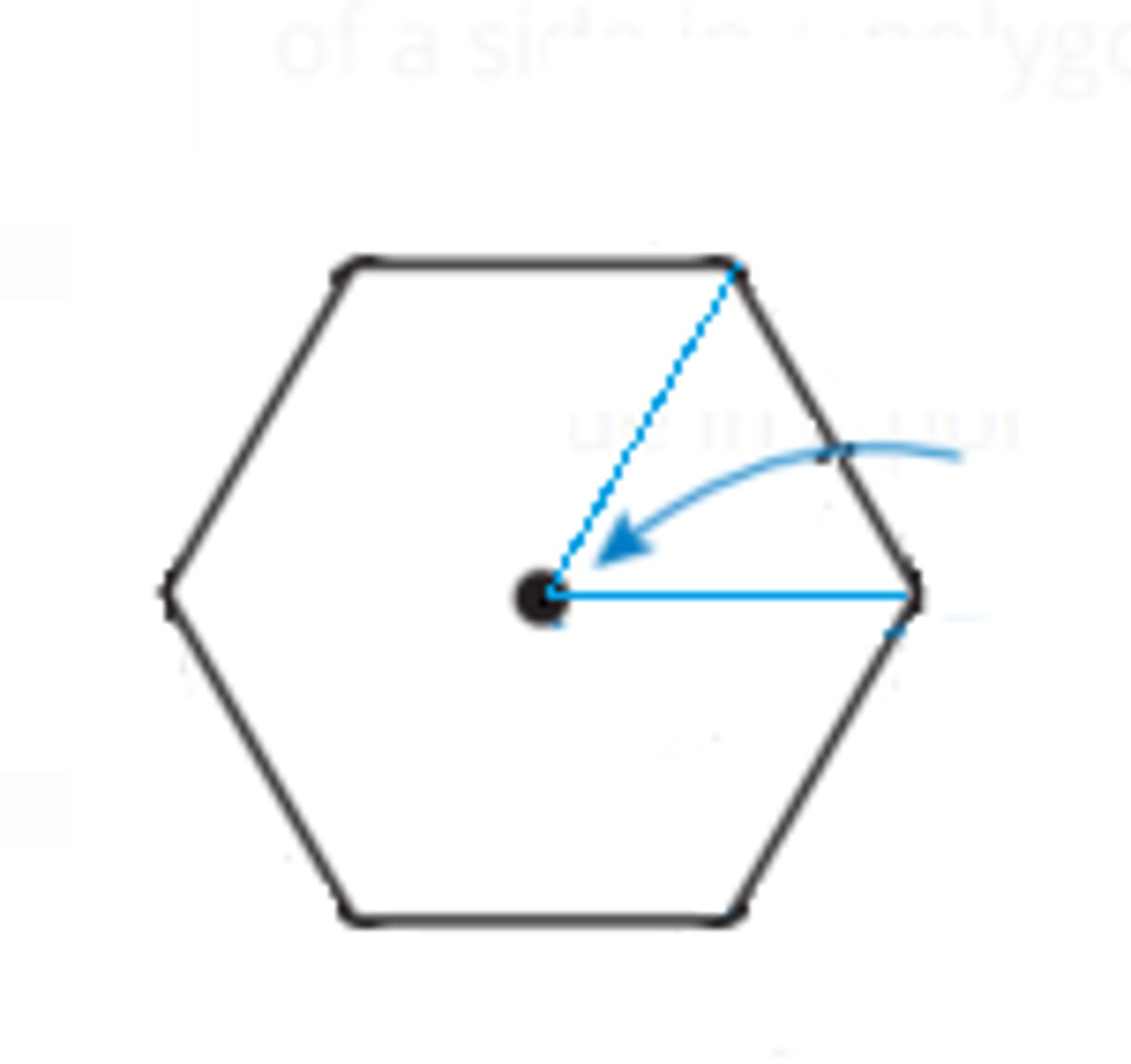 <p>an angle formed by two radii drawn to consecutive vertices of the polygon</p>