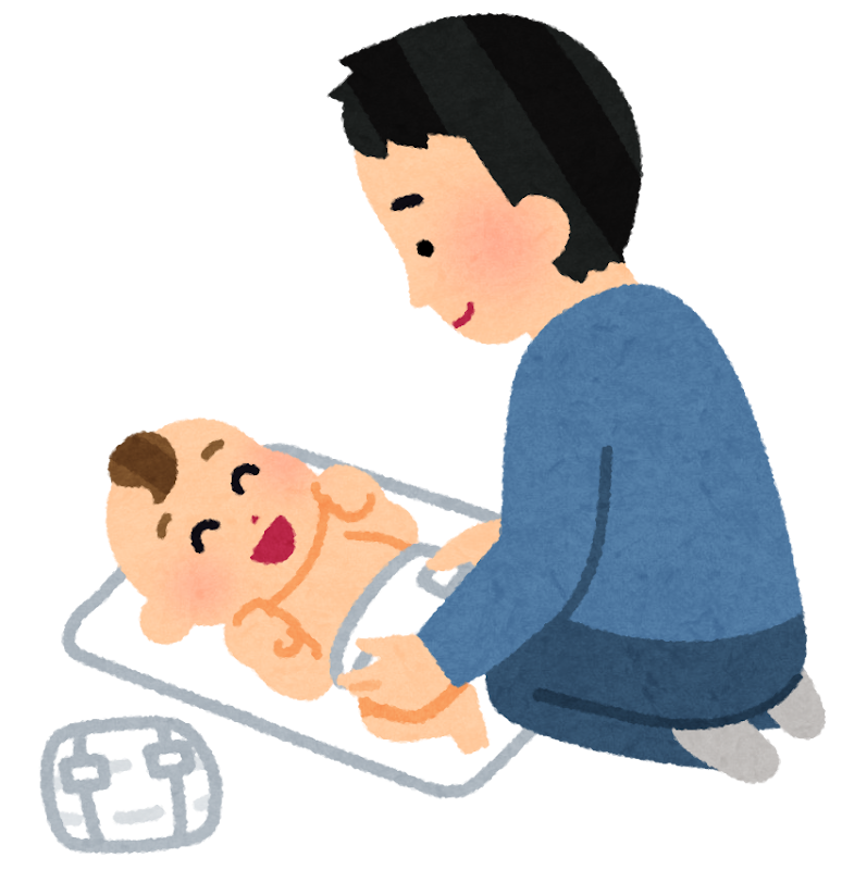<p>かえる/あてる</p><p>change a diaper/put a diaper on the baby</p>
