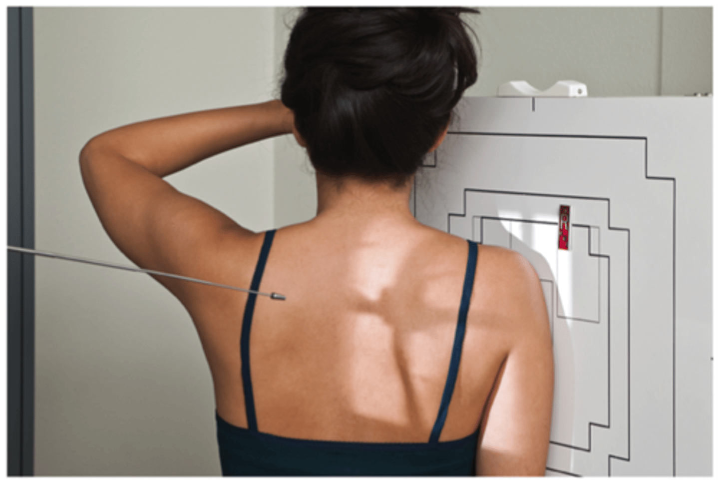 <p>10-15° caudal to superior margin of humeral head</p>