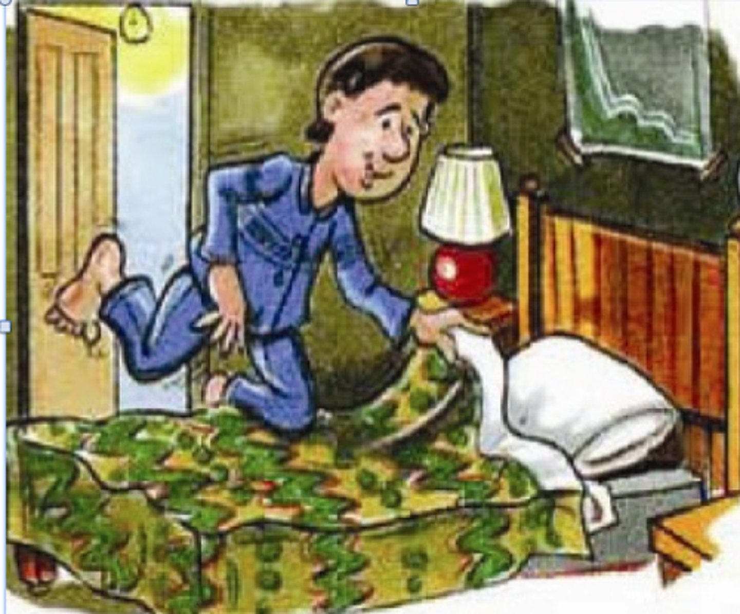 <p>I go to bed</p>