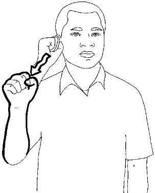 Start with the "S" hand by your
earlobe and then move it down
and away in a wavy motion