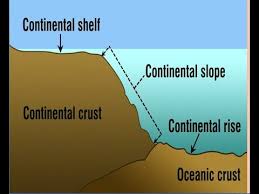 <p>begins at the shelf break (slope abruptly gets steeper) and descends down to the deep sea</p>