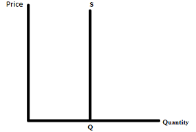 <ul><li><p>0</p></li><li><p>Quantity supplied is entirely unresponsive to a change in price</p></li></ul><p></p>