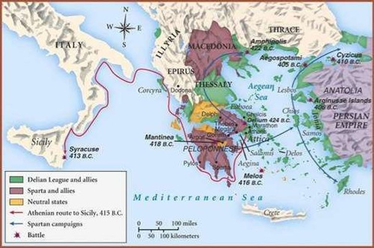 <p>Conflict between Athens and Sparta, longest in Greece.</p>