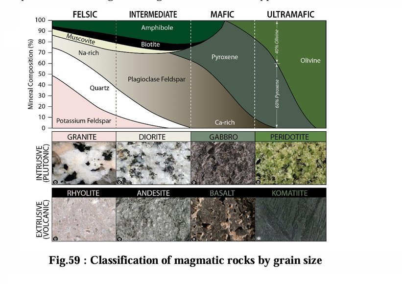 <p><strong>Felsic, Intermediate, Mafic, Ultramafic</strong>.</p>
