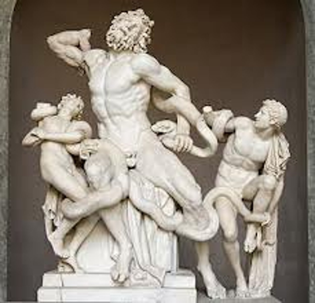 <p>Hellenistic baroque style: intense emotion, twisting forms. Depicts mythological struggle with sea serpents.</p>