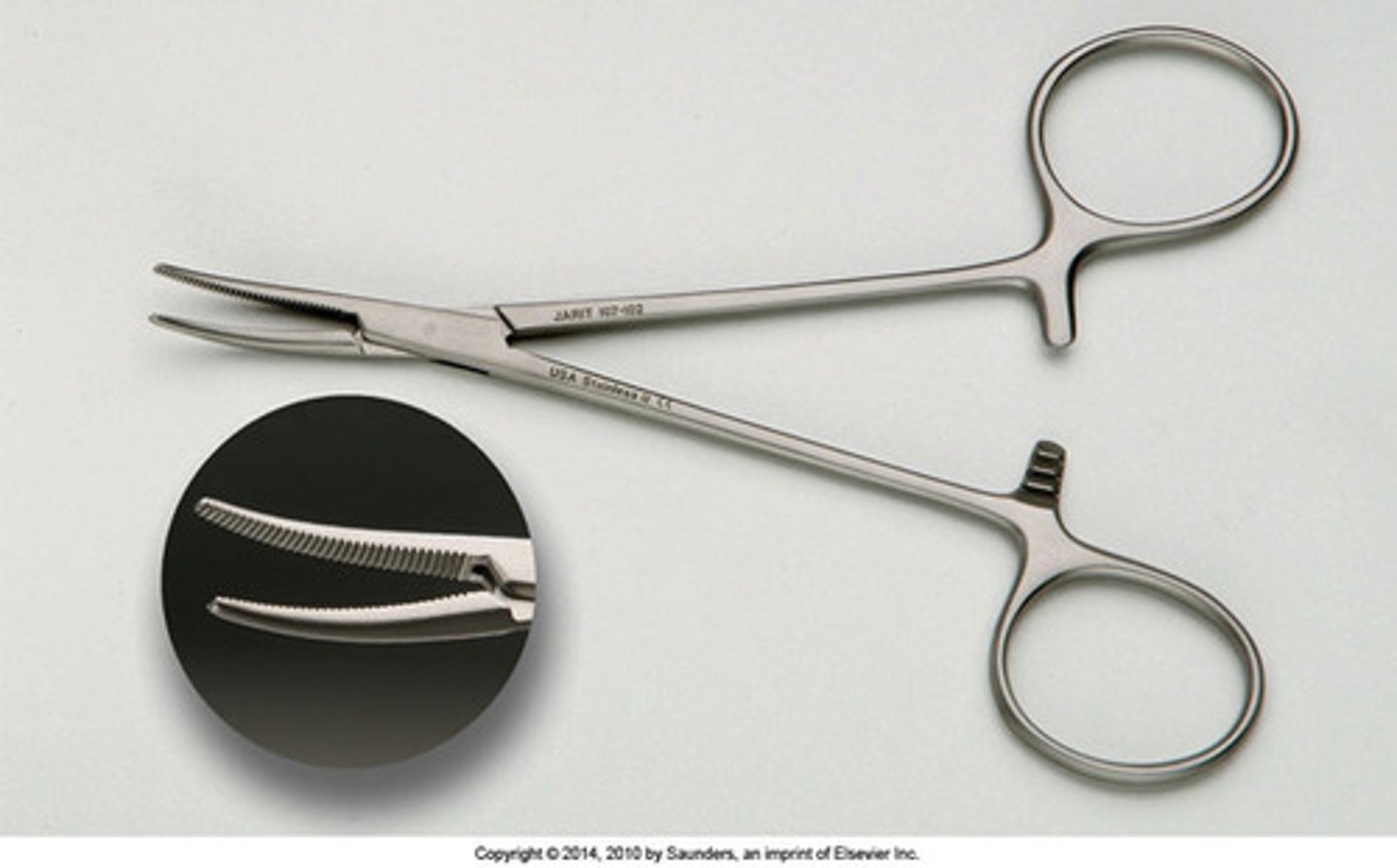 <p>A mosquito clamp is used to clamp small blood vessels, its jaws may be straight or curved.</p>