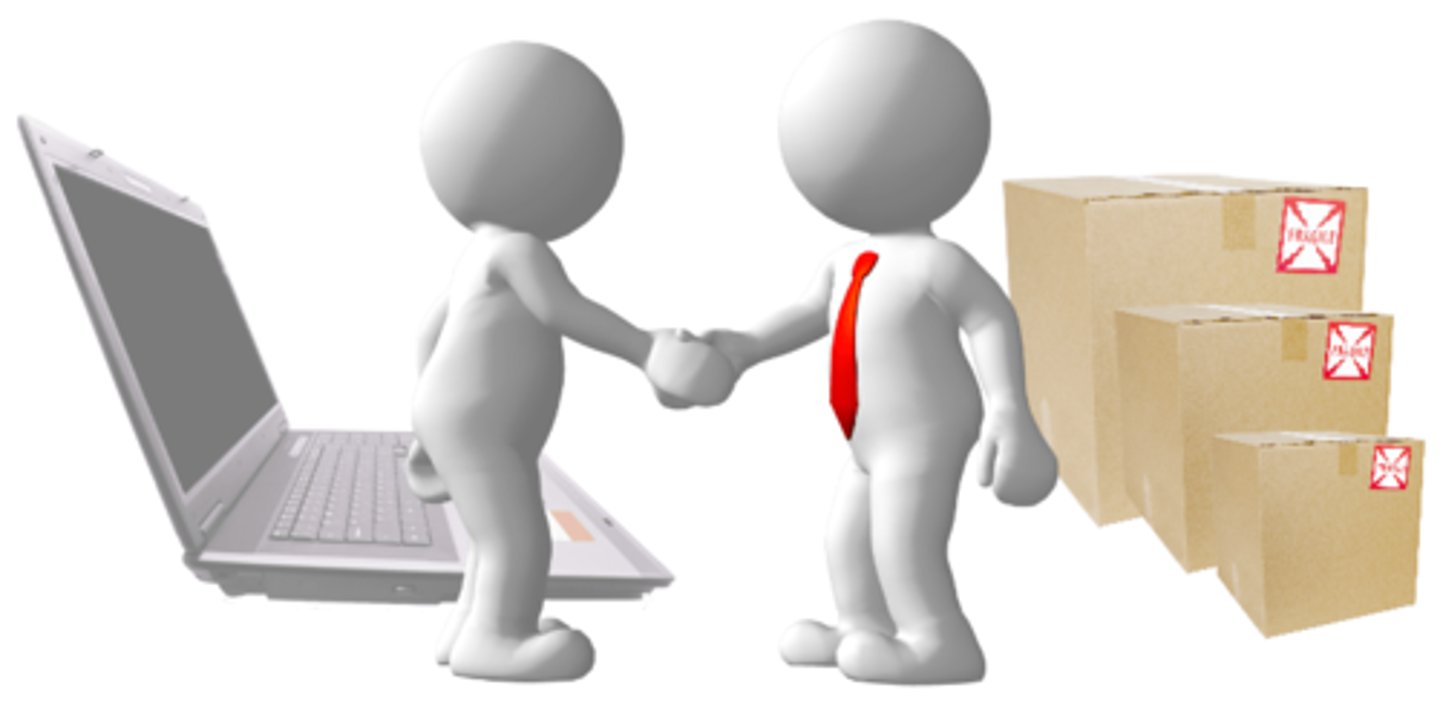 <p>to supply (products)</p>