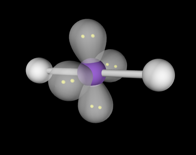 <p>6 Electron Domains</p><p>2 Bonds</p><p>4 Lone Pairs</p><p></p>