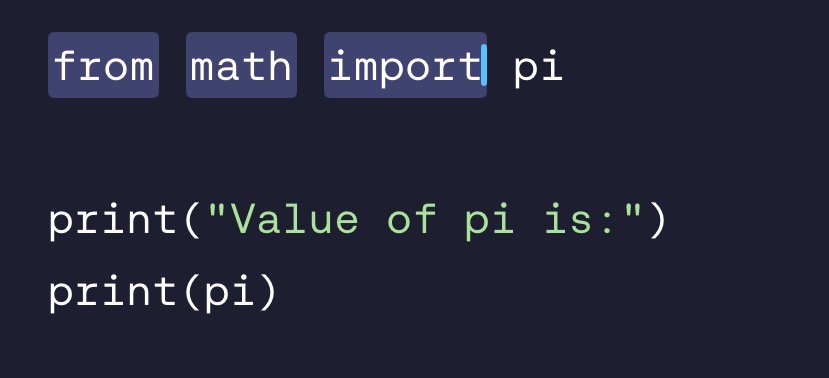 <p>You use the <strong>from </strong>keyword with the <strong>import </strong>keyword.</p>