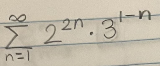 <p>Determine if the series is convergent or divergent. If the series converges, find its sum (if it’s a geometric or telescoping series)</p>