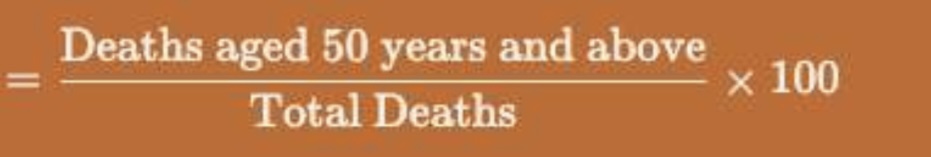 <p>proportion of deaths that occur in individuals aged 50 years and above</p>