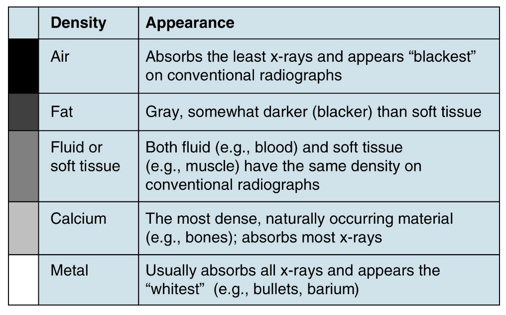 <p>Fluid or soft tissue</p>