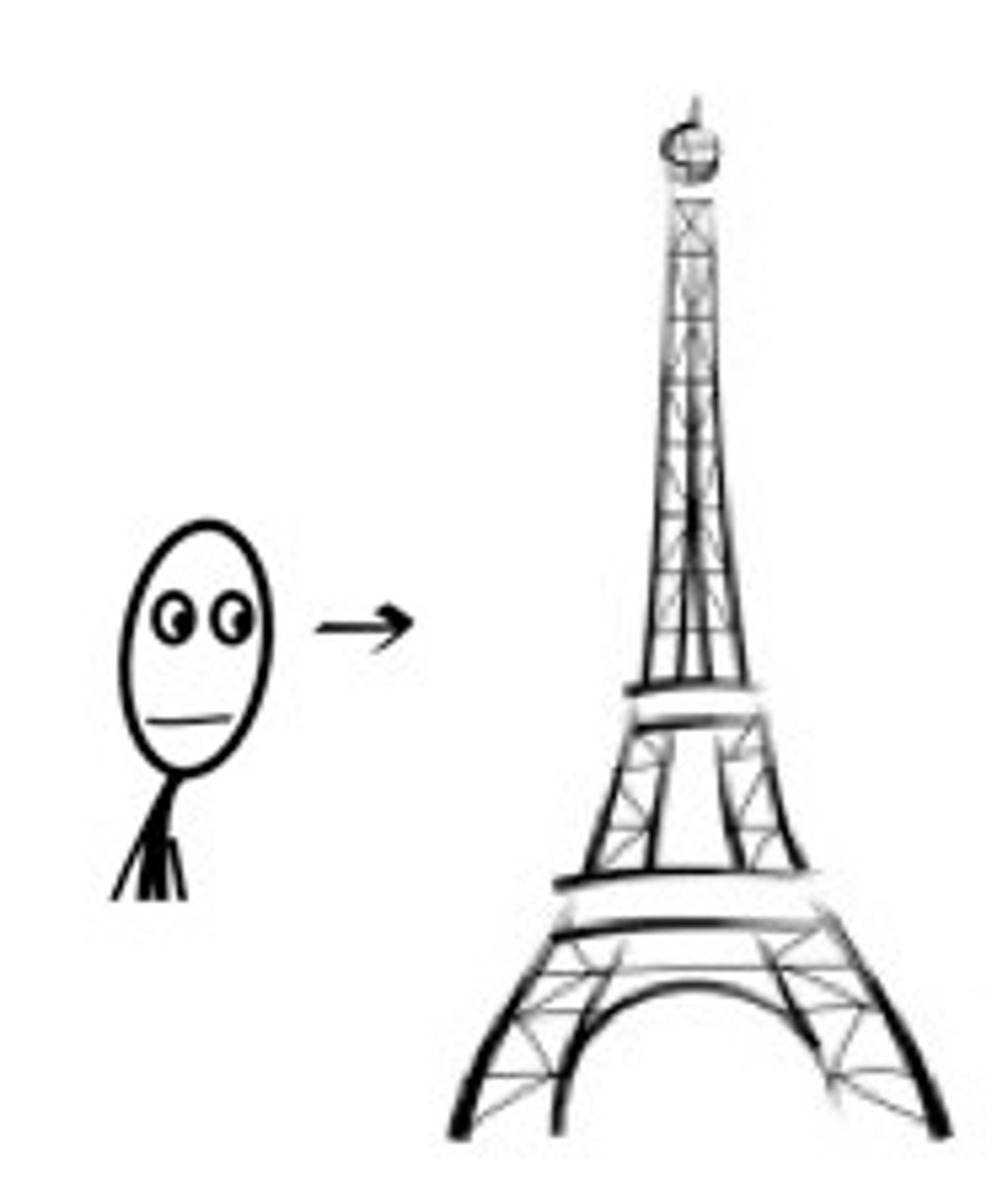 <p>We saw the Eiffel Tower.</p>