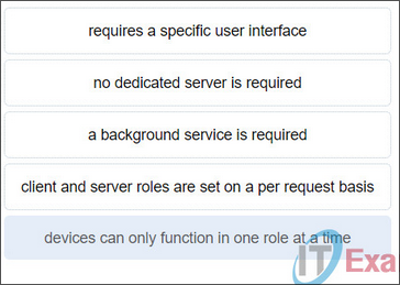 <p>Match a statement to the related network model. P2P network vs P2P application . (Not all options are used.)</p>