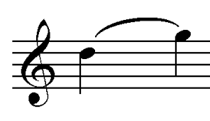 <p>curved line, notes are to be played w/o separation</p><p>connects notes of different pitches</p>