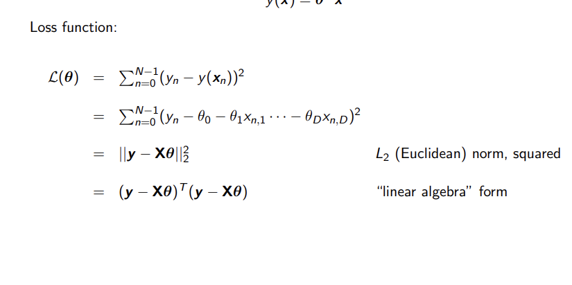 <p>Same as linear regression but on larger scale, subtracting predicted from the actual y and doing matrix multiplication to get the square </p>
