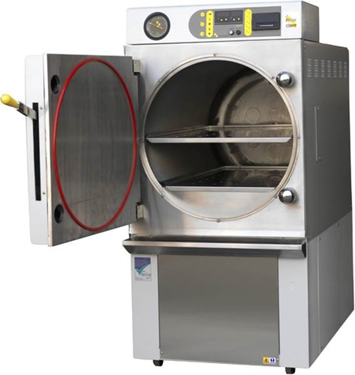 <p>uses pressure and steam to sterilize material</p>