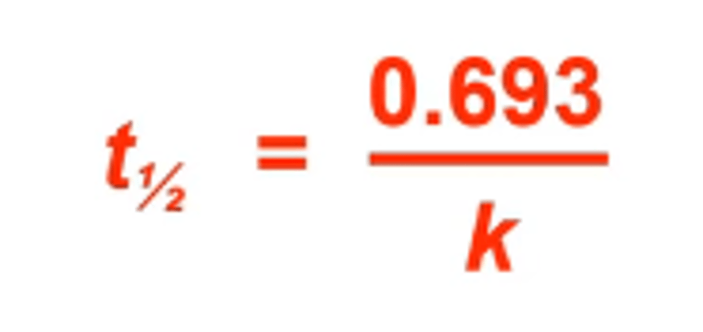 <p>t1/2 : half life</p><p>k: radioactive decay's rate constant</p>