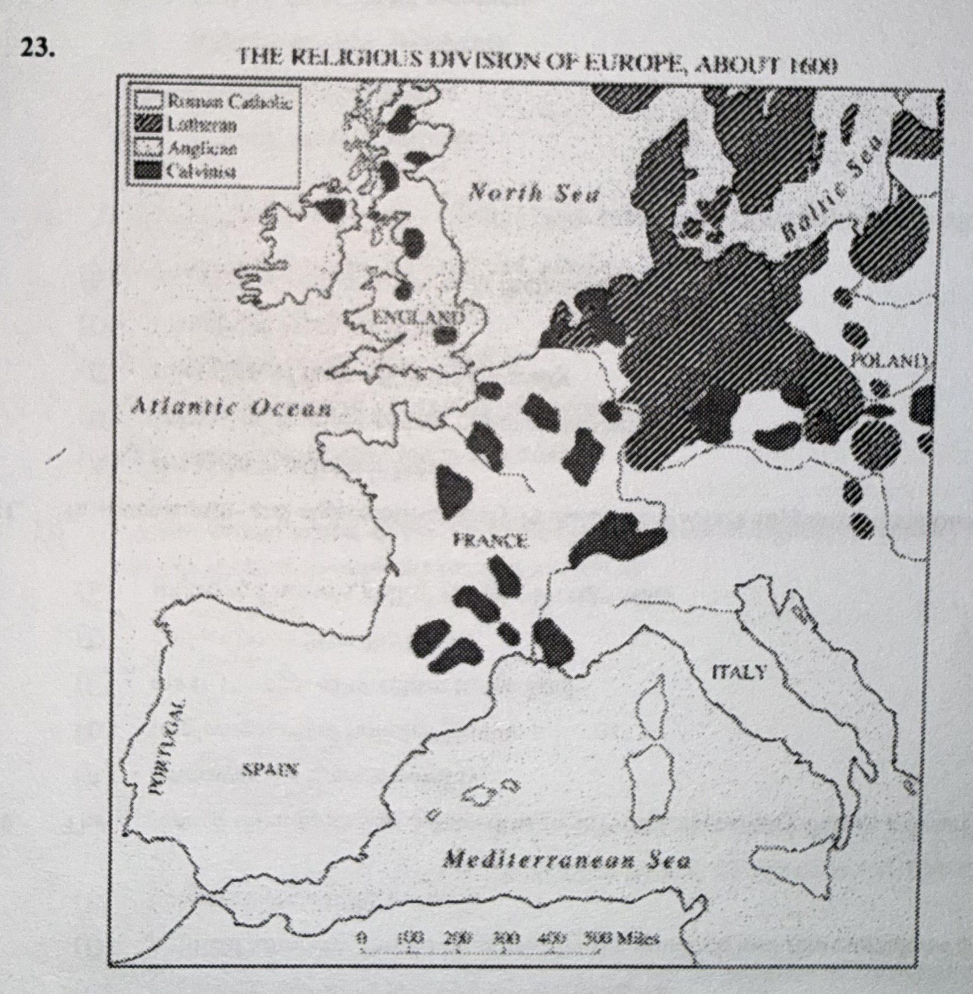 <p>The map above, showing religious divisions in Europe around the 1600s, illustrates which of the following differences between Lutheranism and Calvinism?</p>