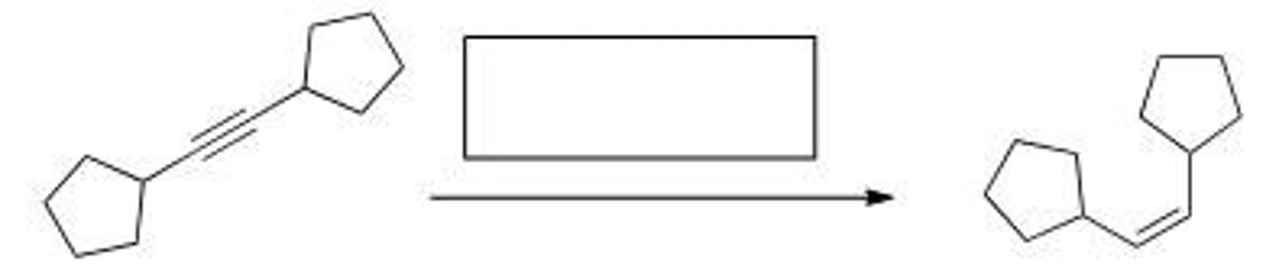 <p>What reagent is required to accomplish the following transformation?</p><p>A. Na, NH3</p><p>B. H2, Pd-C</p><p>C. H2, Ni</p><p>D. H2, Lindlar catalyst</p>