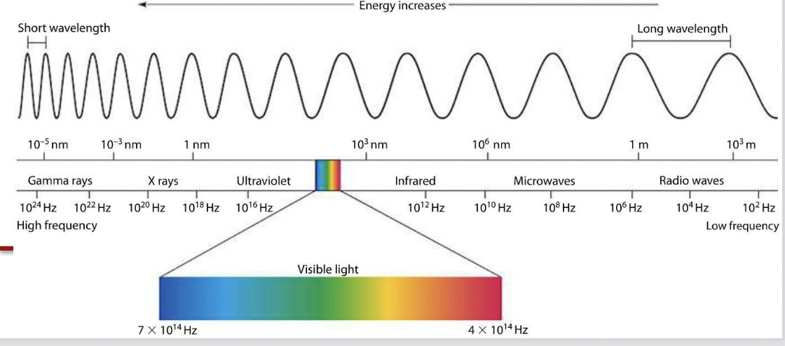 <p>sensors detect energy in different parts of the electromagnetic spectrum </p><p>we can divide this spectrum into bands based on how the light energy is organized and measured </p>
