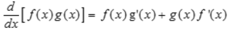 <p>the derivative of a product of two fxns is the first fxn times the derivative of the second plus the second fxn times the derivative of the first. </p>