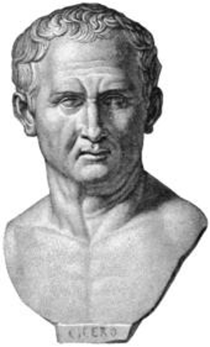 <p>Cicero argued that natural law is universal, unchangeable, objective, written by God, and discoverable through reason.</p>