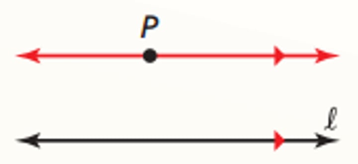 <p>Through a point not on a line, there is only one line parallel to the given line</p>