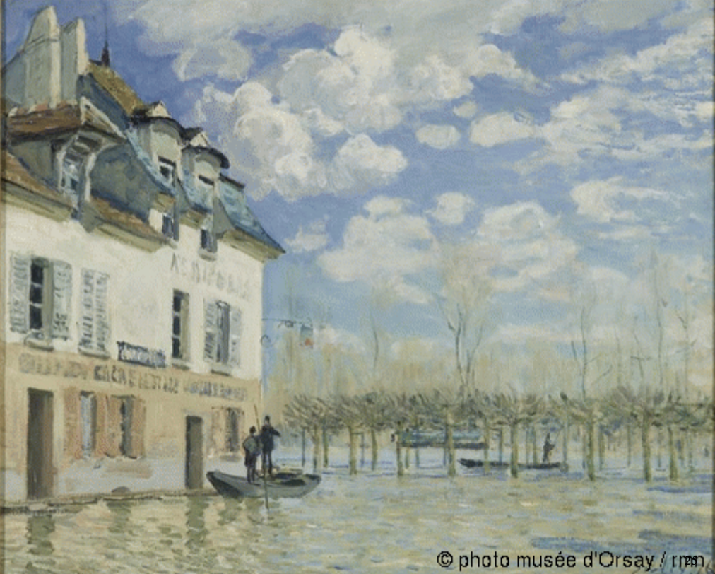 <p>Boat in the Flood at Port Marly, Alfred Sisley 1876</p>