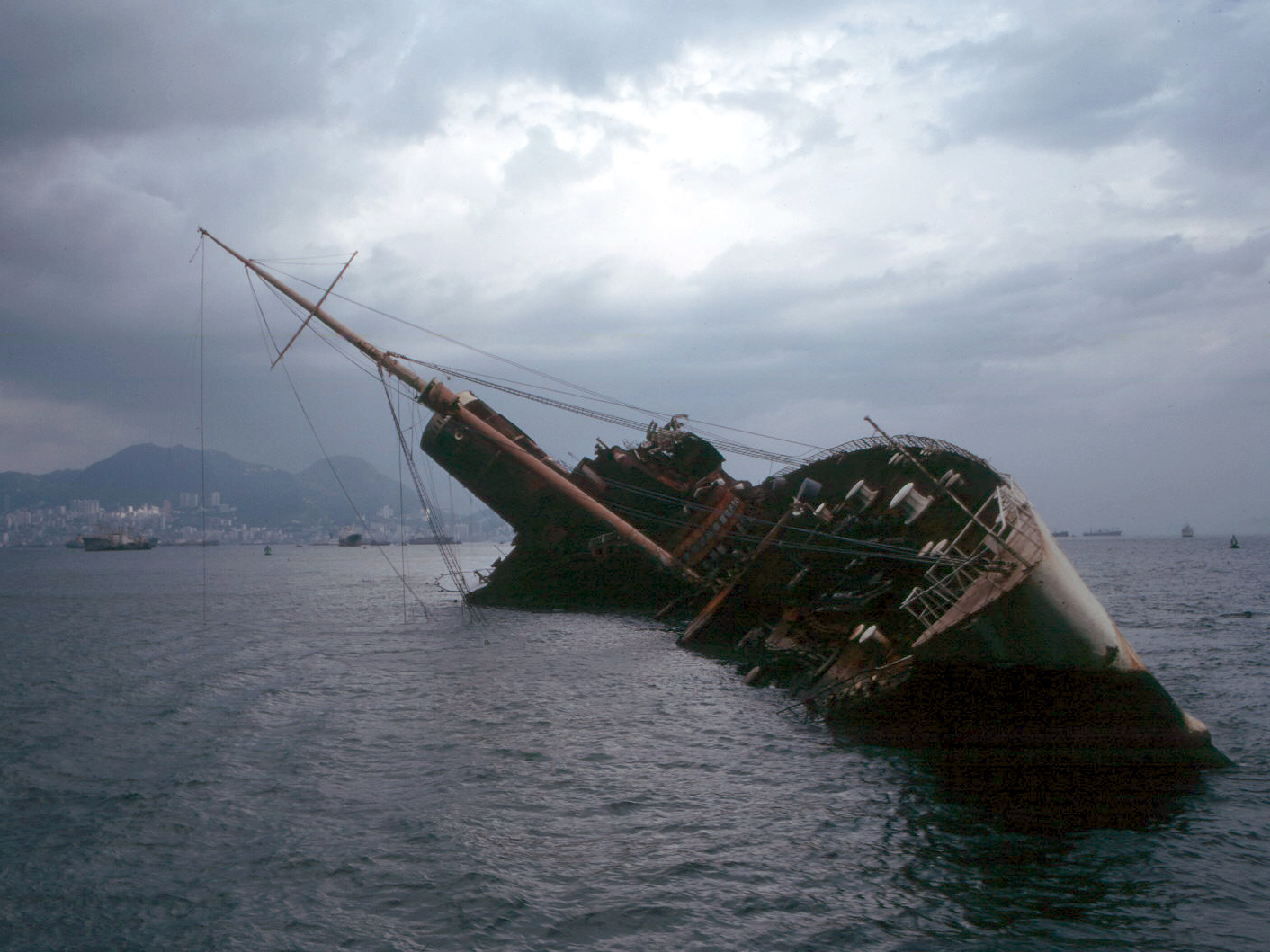 <p>The ship capsizing</p>
