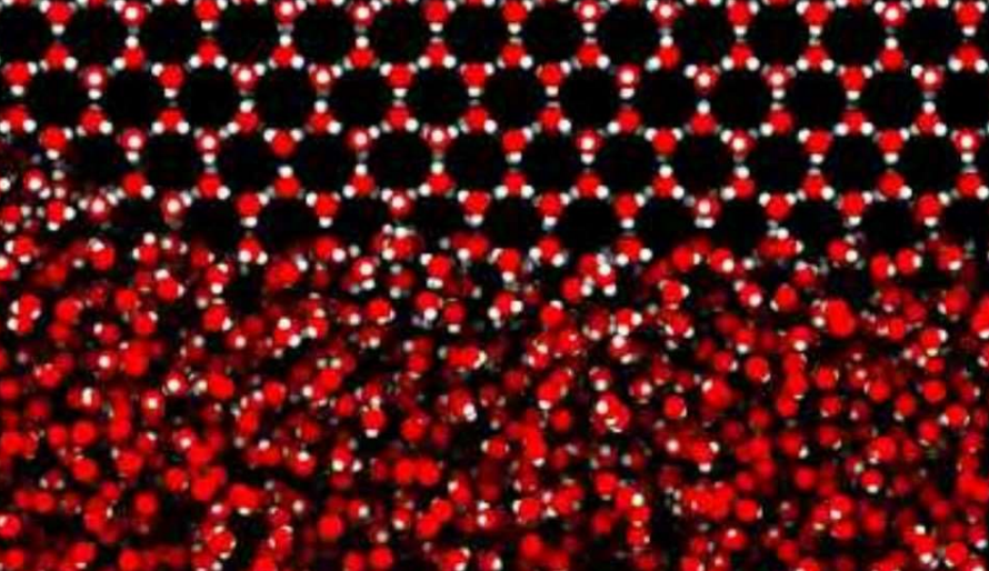 <p>Due to stable hydrogen bonds that form randomly from a collision, a lattice can be constructed. </p>