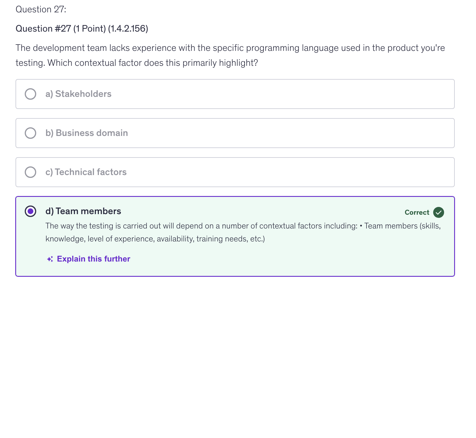 <p>d) Team members</p>